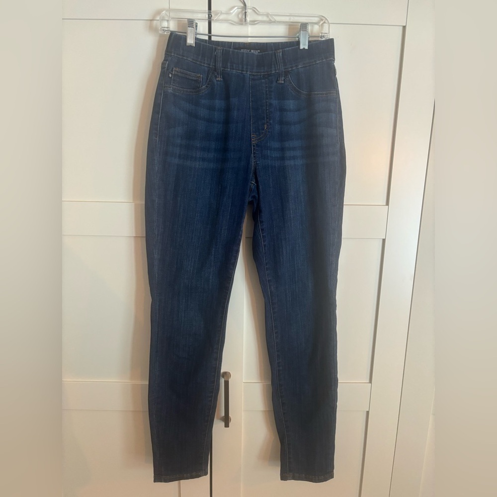 Judy Blue High Rise Straight Leg Jean Elastic Waist Vintage Blue Slim Fit Size 3